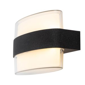 Black Finish Ivory Glow Clear Glass Outdoor LED Wall Light - Image 5